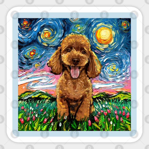 Apricot Poodle Night Sticker by sagittariusgallery